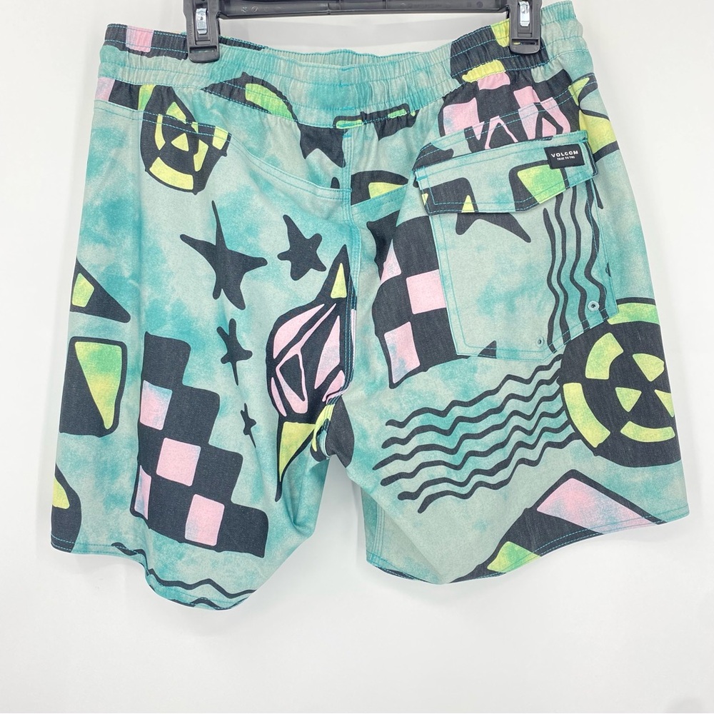 Volcom Stoneys Chlorine Killer Trunks in Temple Teal SZ S or L NEW - Picture 6 of 11